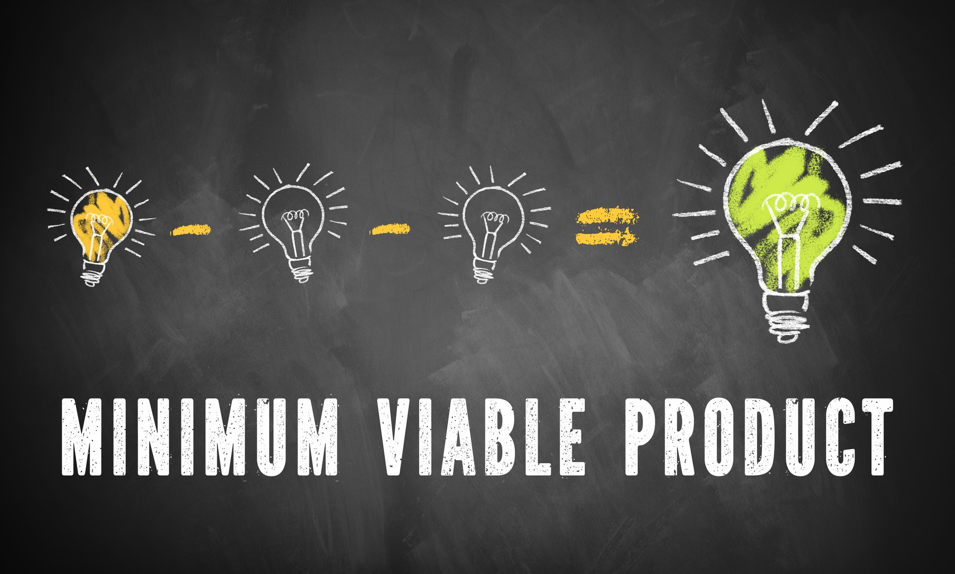 blackboard with infographic showing that reducing an idea to a minimum viable product can be better